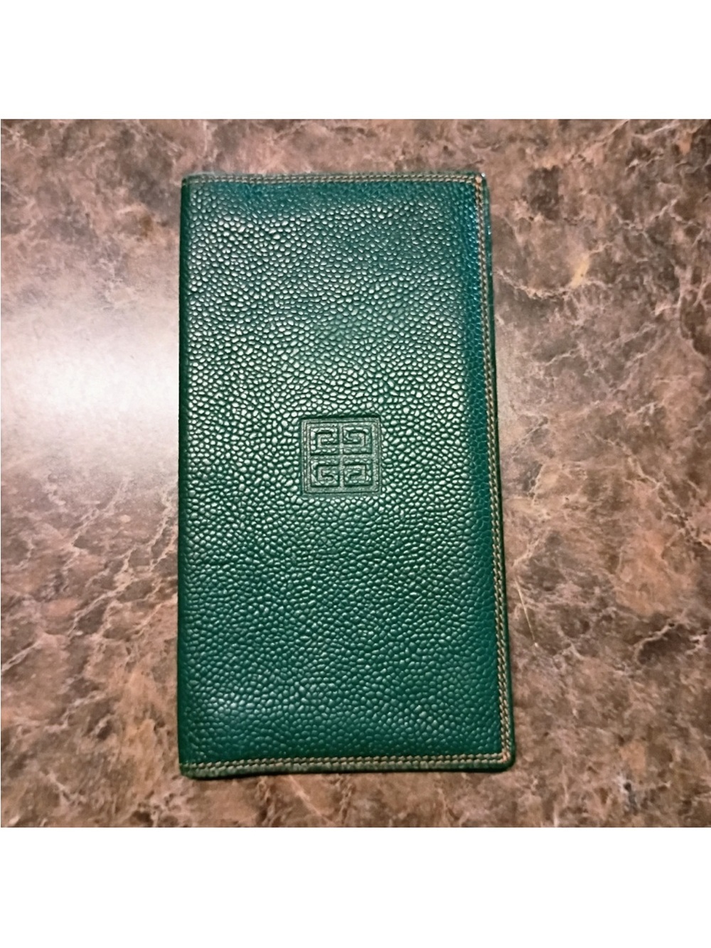 Givenchy Teal Green Pebbled Leather Wallet